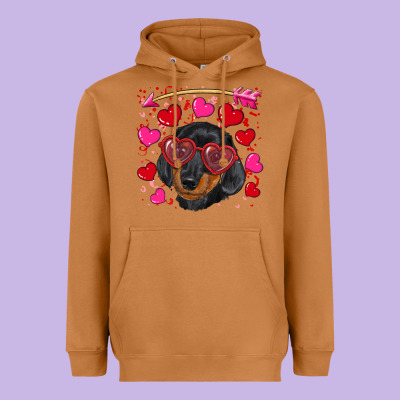 Heavyweight Hoodie valentine's day  dachshund puppy