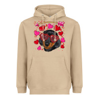 Mushroom valentine's day  dachshund puppy Heavyweight Hoodie - RanaPortraitStore