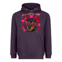 Plum valentine's day  dachshund puppy Heavyweight Hoodie - RanaPortraitStore