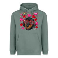 Sage valentine's day  dachshund puppy Heavyweight Hoodie - RanaPortraitStore