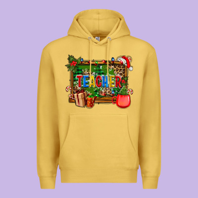 Christmas Teacher And Coffe Cup With Board Premium Hoodie Designed By Adodesignshop