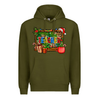 Army Green christmas teacher and coffe cup with board Premium Hoodie - AdoDesignShop