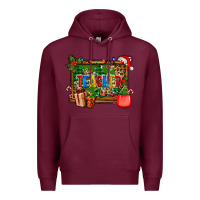 Burgundy christmas teacher and coffe cup with board Premium Hoodie - AdoDesignShop