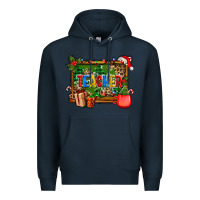 Navy christmas teacher and coffe cup with board Premium Hoodie - AdoDesignShop