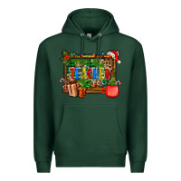 Sports Green christmas teacher and coffe cup with board Premium Hoodie - AdoDesignShop