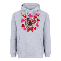 Heather Grey Valentine's day  english bulldog Heavyweight Hoodie - RanaPortraitStore