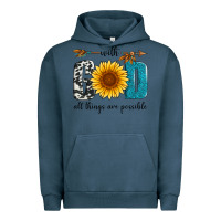 Pigment Midnight Navy with god all things are possible Urban Hoodie - Artiststas