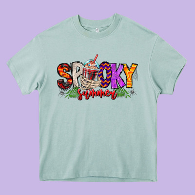 Spooky Summer Vibes Heavy Core Tee Designed By Cowhidedigitalart