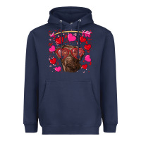 Navy Valentine's day  labrador retriever Heavyweight Hoodie - RanaPortraitStore