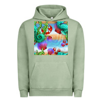 Pigment Oil Green seahorse and beach Urban Hoodie - BundleAndBundleShop