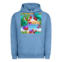 Pigment Pebble Blue seahorse and beach Urban Hoodie - BundleAndBundleShop