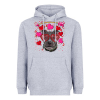 Heather Grey Valentine's day  pitbull Heavyweight Hoodie - RanaPortraitStore