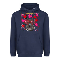 Navy Valentine's day  pitbull Heavyweight Hoodie - RanaPortraitStore