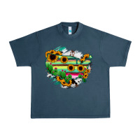 Midnight Navy America Map Sunflower Cactus Serape Urban Heavy Tee - RanaPortraitStore