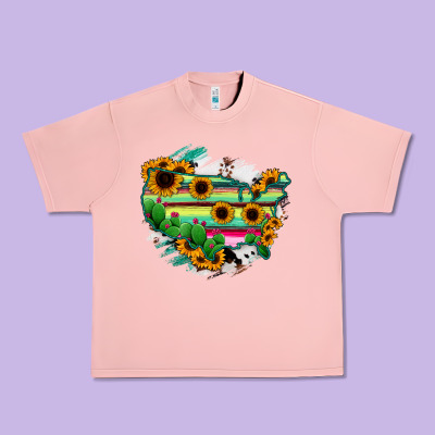 America Map Sunflower Cactus Serape Urban Heavy Tee Designed By Ranaportraitstore