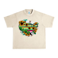 Sandshell America Map Sunflower Cactus Serape Urban Heavy Tee - RanaPortraitStore