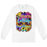 White the beach is calling and i must go Long Sleeve Tee - BarkalooDesign