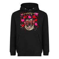 Black Valentine's day  pug Heavyweight Hoodie - RanaPortraitStore