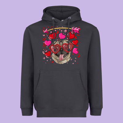 Heavyweight Hoodie Valentine's day  pug