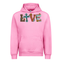 Fuchsia Pink western love with cross Urban Hoodie - Artiststas