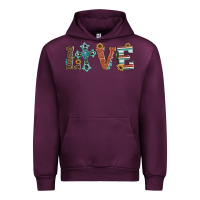 Mauve Wine western love with cross Urban Hoodie - Artiststas