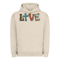 Pigment French Oak western love with cross Urban Hoodie - Artiststas