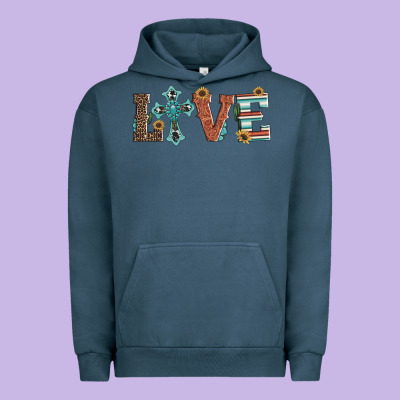 Western Love With Cross Urban Hoodie Designed By Artiststas