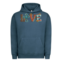 Pigment Midnight Navy western love with cross Urban Hoodie - Artiststas