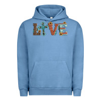 Pigment Pebble Blue western love with cross Urban Hoodie - Artiststas