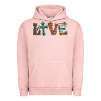 Pigment Salmon western love with cross Urban Hoodie - Artiststas