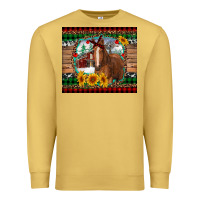 Antique Gold christmas farm and horse Premium Sweatshirt - RanaPortraitStore