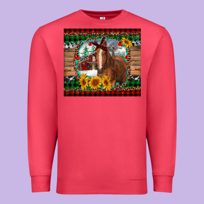 Christmas Farm And Horse Premium Sweatshirt Designed By Ranaportraitstore