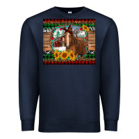 Navy christmas farm and horse Premium Sweatshirt - RanaPortraitStore
