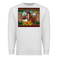 Oatmeal Heather christmas farm and horse Premium Sweatshirt - RanaPortraitStore