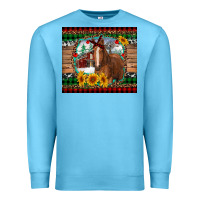 Ocean Blue christmas farm and horse Premium Sweatshirt - RanaPortraitStore