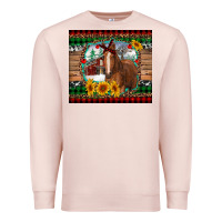 Pale Pink christmas farm and horse Premium Sweatshirt - RanaPortraitStore