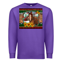Purple christmas farm and horse Premium Sweatshirt - RanaPortraitStore