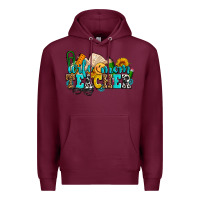 Burgundy wife mom teacher with sunflowers Premium Hoodie - AdoDesignShop
