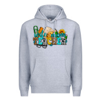 Heather Grey wife mom teacher with sunflowers Premium Hoodie - AdoDesignShop