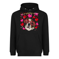 Black valentine's day  saint bernard dog Heavyweight Hoodie - RanaPortraitStore