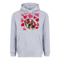 Heather Grey valentine's day  saint bernard dog Heavyweight Hoodie - RanaPortraitStore