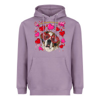 Lavender valentine's day  saint bernard dog Heavyweight Hoodie - RanaPortraitStore