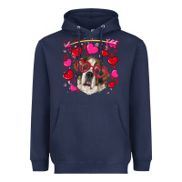 Navy valentine's day  saint bernard dog Heavyweight Hoodie - RanaPortraitStore