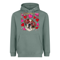 Sage valentine's day  saint bernard dog Heavyweight Hoodie - RanaPortraitStore