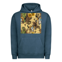 Pigment Midnight Navy aztec bull skull Urban Hoodie - BundleAndBundleShop