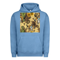 Pigment Pebble Blue aztec bull skull Urban Hoodie - BundleAndBundleShop