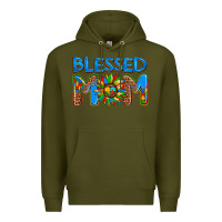 Army Green blessed mom autism Premium Hoodie - AdoDesignShop
