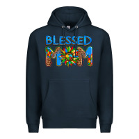 Navy blessed mom autism Premium Hoodie - AdoDesignShop
