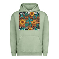 Pigment Oil Green cross gemstone and sunflower Urban Hoodie - Artiststas