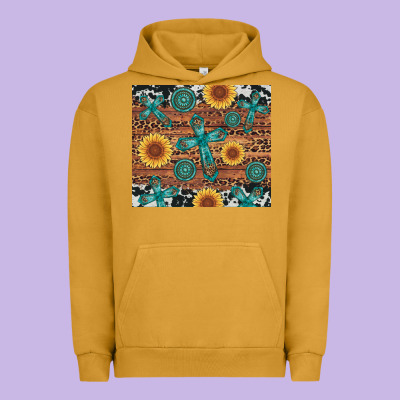 Cross Gemstone And Sunflower Urban Hoodie Designed By Artiststas